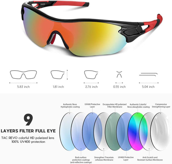 Polarized Sports Sunglasses for Men Women Youth Baseball Cycling Running Driving Fishing Golf Motorcycle TAC Glasses UV400