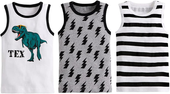 Azalquat Toddler Boys Tank Top 3 Pack Cotton Tanks Shirts Set