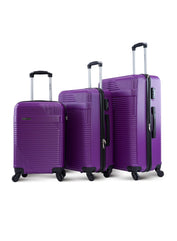 PARA JOHN Lightweight 3-Pieces Abs Hard Side Travel Luggage Trolley Bag Set With Lock For Men, Women, Unisex Hard Shell Strong Purple PJTR3182PU