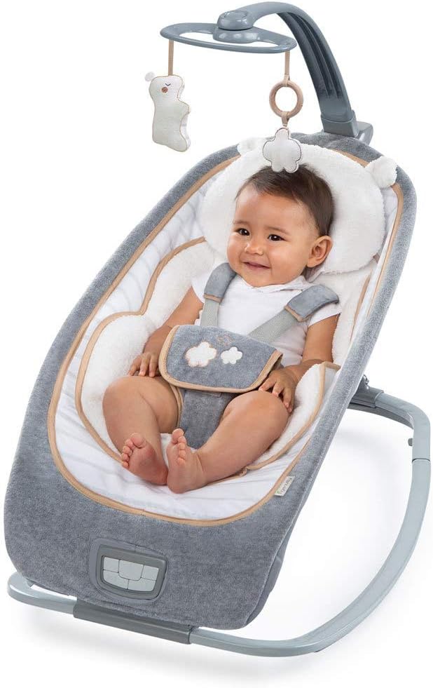 Ingenuity Boutique Collection™ Rocking Seat™ - Bella Teddy™, Piece Of 1 - 0 - 36 months - -point harness and slip-resistant feet - Lightweight Rocker - Rocking chair for Baby