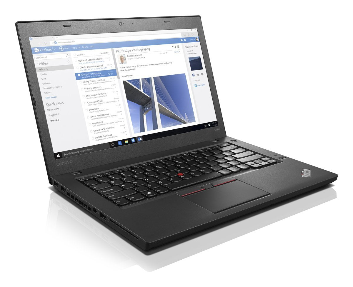 Lenovo ThinkPad T460 14in Notebook - Black, Intel Core i5-6200U 2.3 GHz,8 GB DDR4 RAM,256 GB SSD, Intel HD Graphics 520, Windows 10 Pro (Renewed)