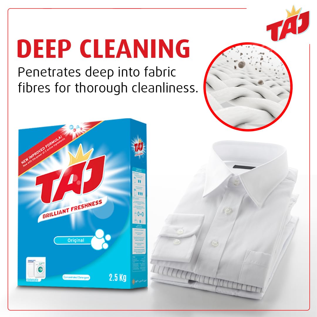 Taj Detergent Powder 2.5 kg Laundry Detergent Powder Original Freshness Concentrated HF Compact