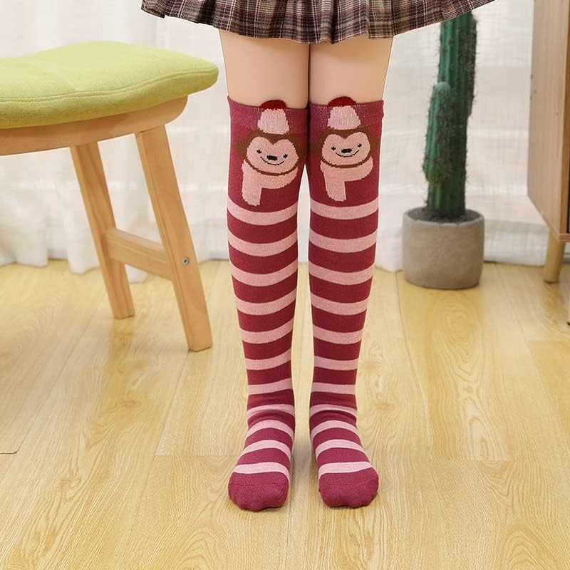 Girls Stockings, Cartoon Animal Cat Bear Fox Over Calf Knee High Socks, Girls Knee Socks Girls Cartoon Straight Socks Cotton Socks, Tube Socks Pure Cotton Socks (for 2-12 Years)