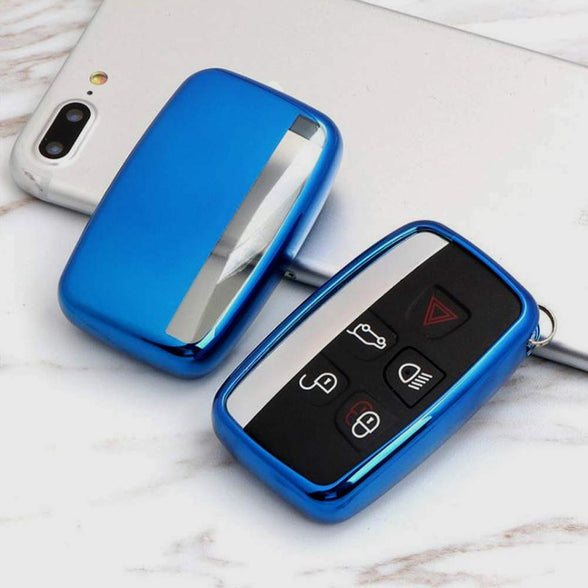 Kelay Soft TPU Key Fob Cover Remote Control Premium Key Protection Case Compatible with Land Rover Discovery Sport Evoque Aurora Jaguar XF XJ XJL XEL XFL F-pace 5 Buttons (blue - 1pcs)