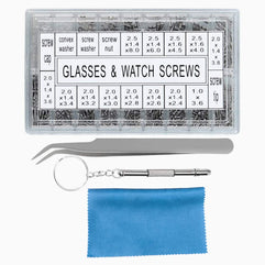 Eyeglass Repair Kit, 1000Pcs Sunglasses Watch Tiny Screws Assortment Stainless Steel with Tweezers Nut Washer Micro 4 in 1 Screwdriver Tool for Spectacles Eyeglasses Glasses Clock Repairing