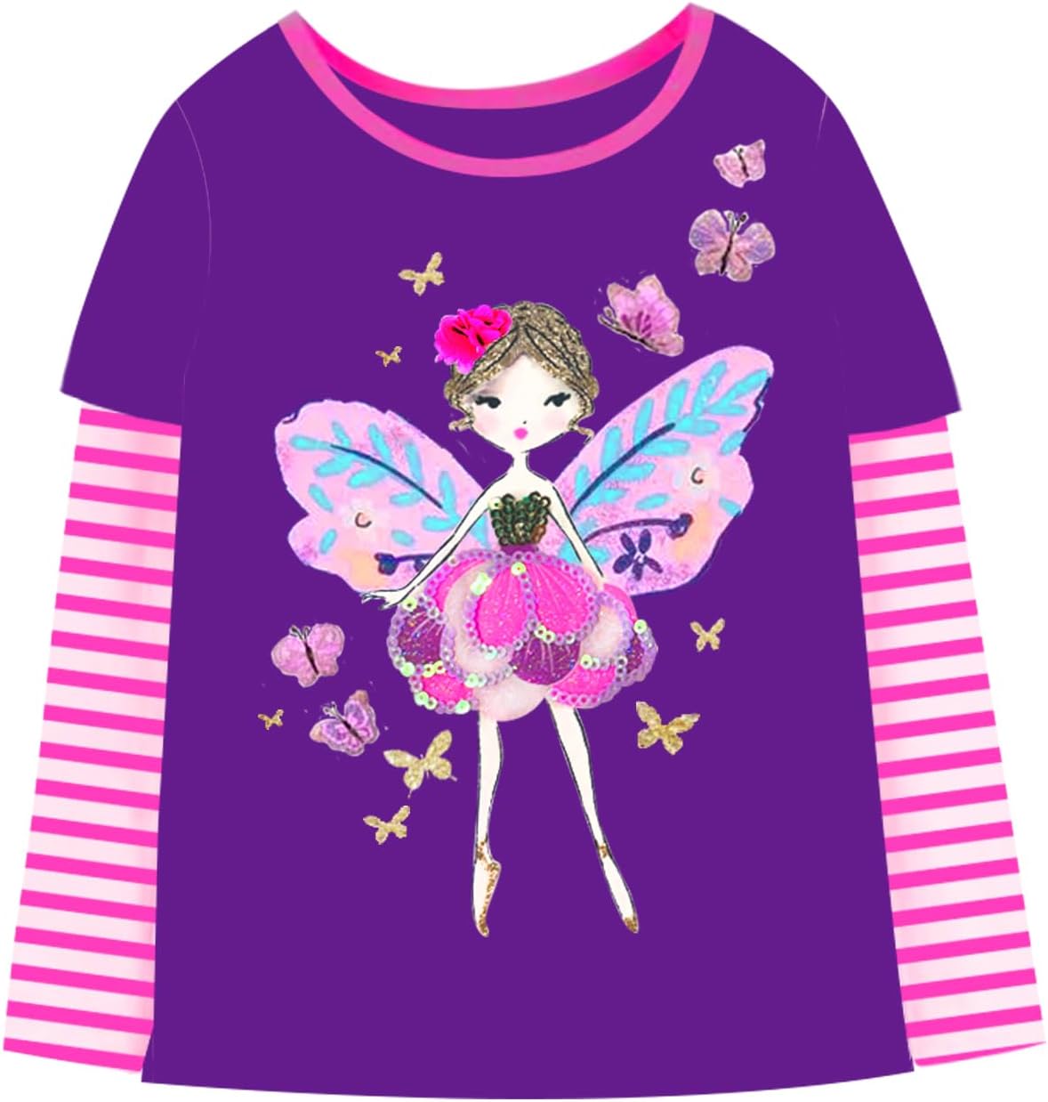 VIKITA Little Girls Cute Flower Long Sleeve T-Shirt Top for 1-8 Years