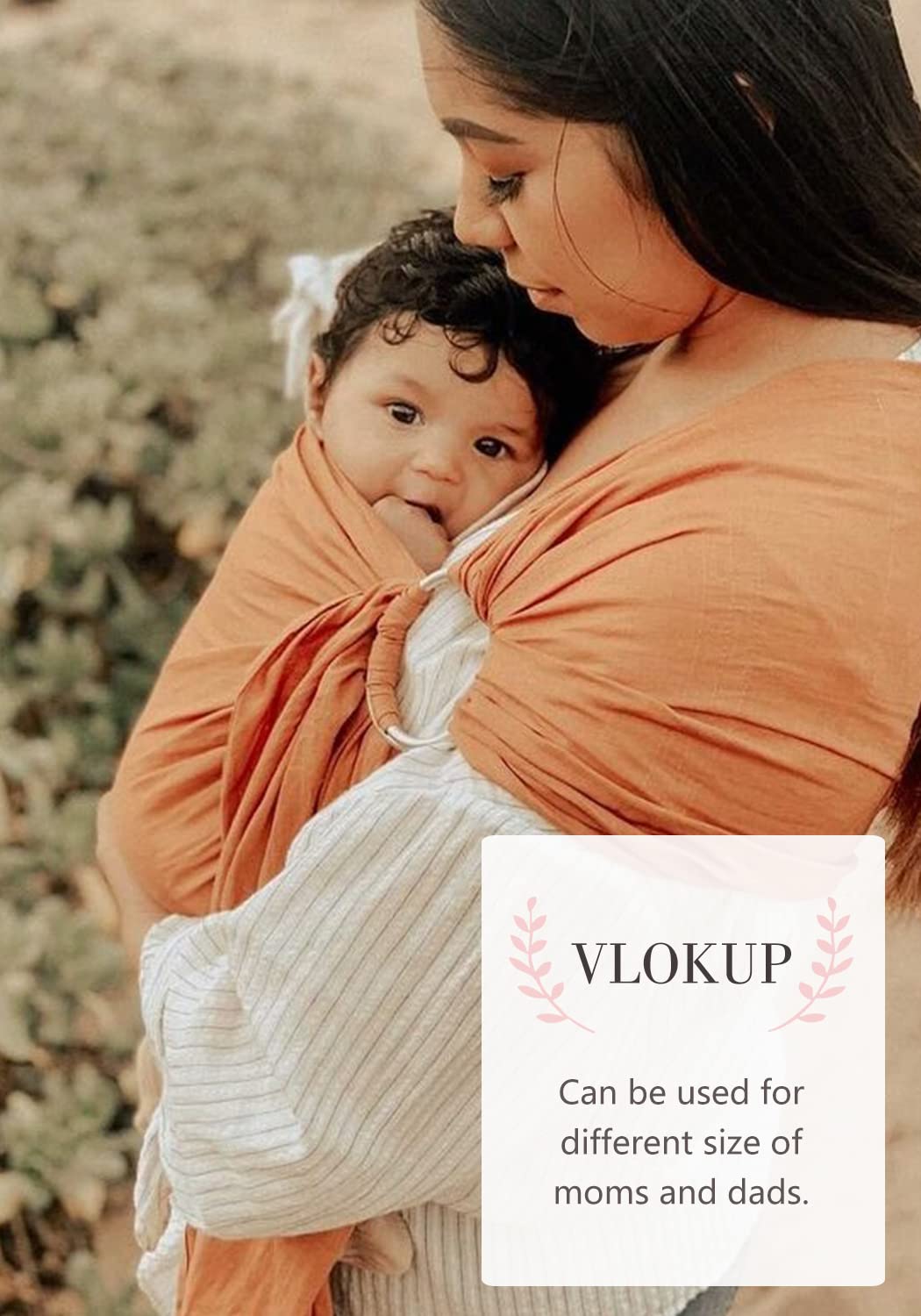 Vlokup Baby Ring Sling Baby Carrier, Extra Soft Baby Sling Carrier for Newborn to Toddler, Lightweight Breathable Adjustable Baby Wrap Sling, Brown