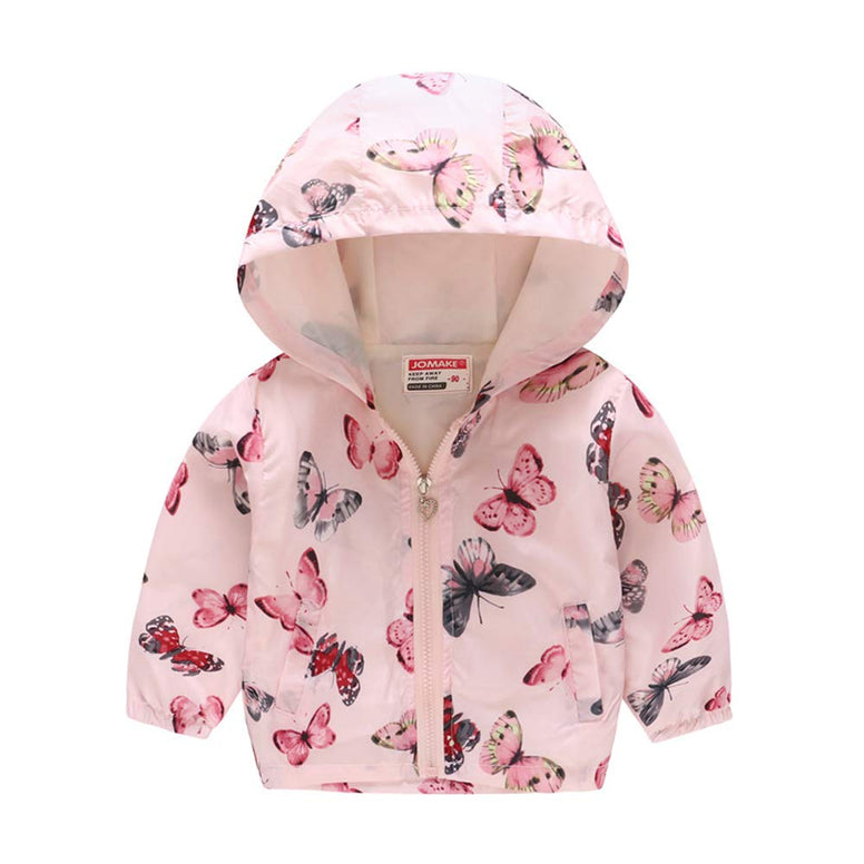 TUIJI Toddler Boys Girls Cartoon Print Zip Jacket Hooded Trench Lightweight Kids Coats Windbreaker Outdoor Cute Dust Coats, for 12-18 Months