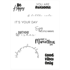 Sizzix 665199 Everyday Sentiments Clear Stamps Set by Lisa Jones 9-Pieces, One Size