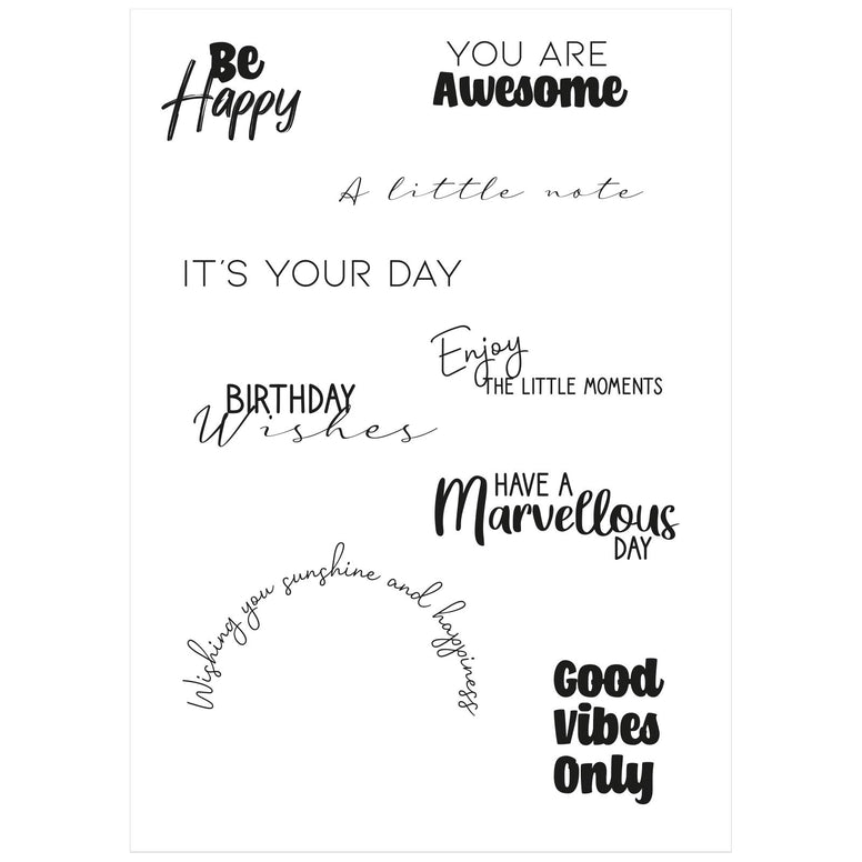 Sizzix 665199 Everyday Sentiments Clear Stamps Set by Lisa Jones 9-Pieces, One Size