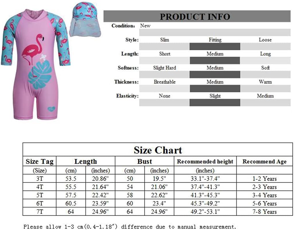 WonderBabe Unicorn/Flamingos Girls UV Swimsuit Kids Sun Protection Swimming Costume One Piece Round-Neck Swimwear Rash Guard Bathing Suit Surfing Sunsuit 1-8 Years