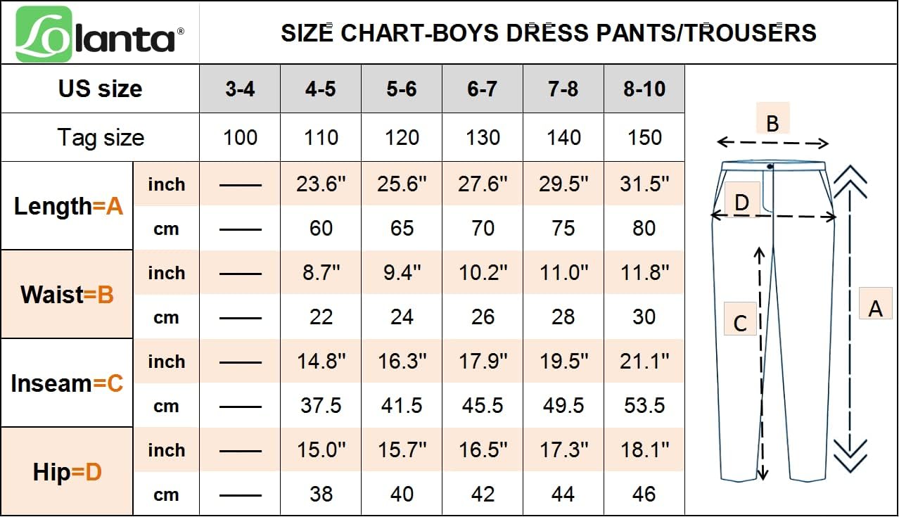 LOLANTA School Pants for Boys Kids Dress Pants Flat Front, No Pilling, Solid, 3-12