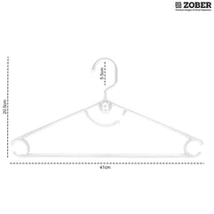 ZOBER Standard White Plastic Hangers | Pack of 50 | With Strap Hooks, Durable & Slim, Light-Weight | For Shirts, Pants, Dresses | Hangs upto 5.5 lbs (White)