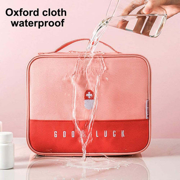 Empty First Aid Bags Travel Medical Supplies Cosmetic Organizer Insulated Medicine Bag Convenient Safety Kit Suit for Family Outdoors Hiking Camping Car Office Workplace, Pink(Mom Son Bag)