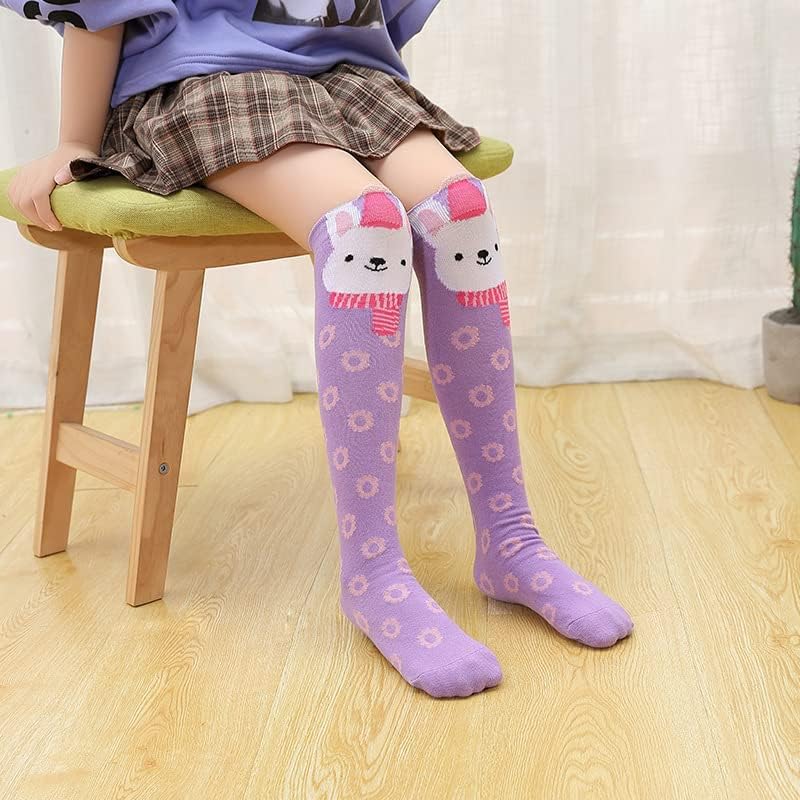 Girls Stockings, Cartoon Animal Cat Bear Fox Over Calf Knee High Socks, Girls Knee Socks Girls Cartoon Straight Socks Cotton Socks, Tube Socks Pure Cotton Socks (for 2-12 Years)