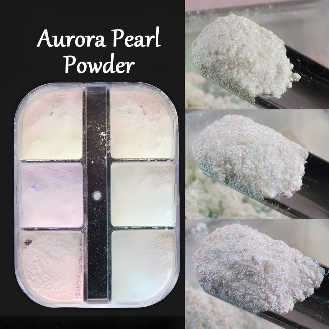 6 Colors Chrome Nail Powder Metallic Mirror Effect Aurora Magic White Pearl Chrome Nails Powder for Nail Art Gel Polish, Mica Powder Iridescent Nail Powder Manicure Pigment