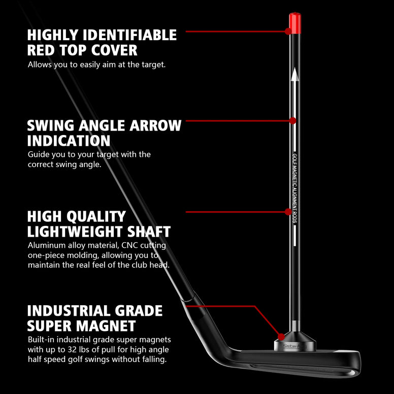 SisterAling Golf Magnetic Alignment Rods,Golf Club Alignment Sticks,Magnetic Swing Training Aid Accessories Visualize Calibrate Golf Shots,hit The Target with The Right Golf Swing,Golf Gift