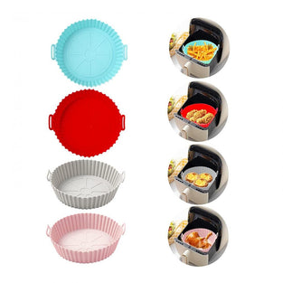 Goodern 4 Pcs Air Fryer Silicone Liners,Reusable Air Fryer Silicone Basket, Easy to Clean,Replacement Of Flammable Parchment Paper,Heat Resistant Easy Cleaning Air Fryers Oven Accessories