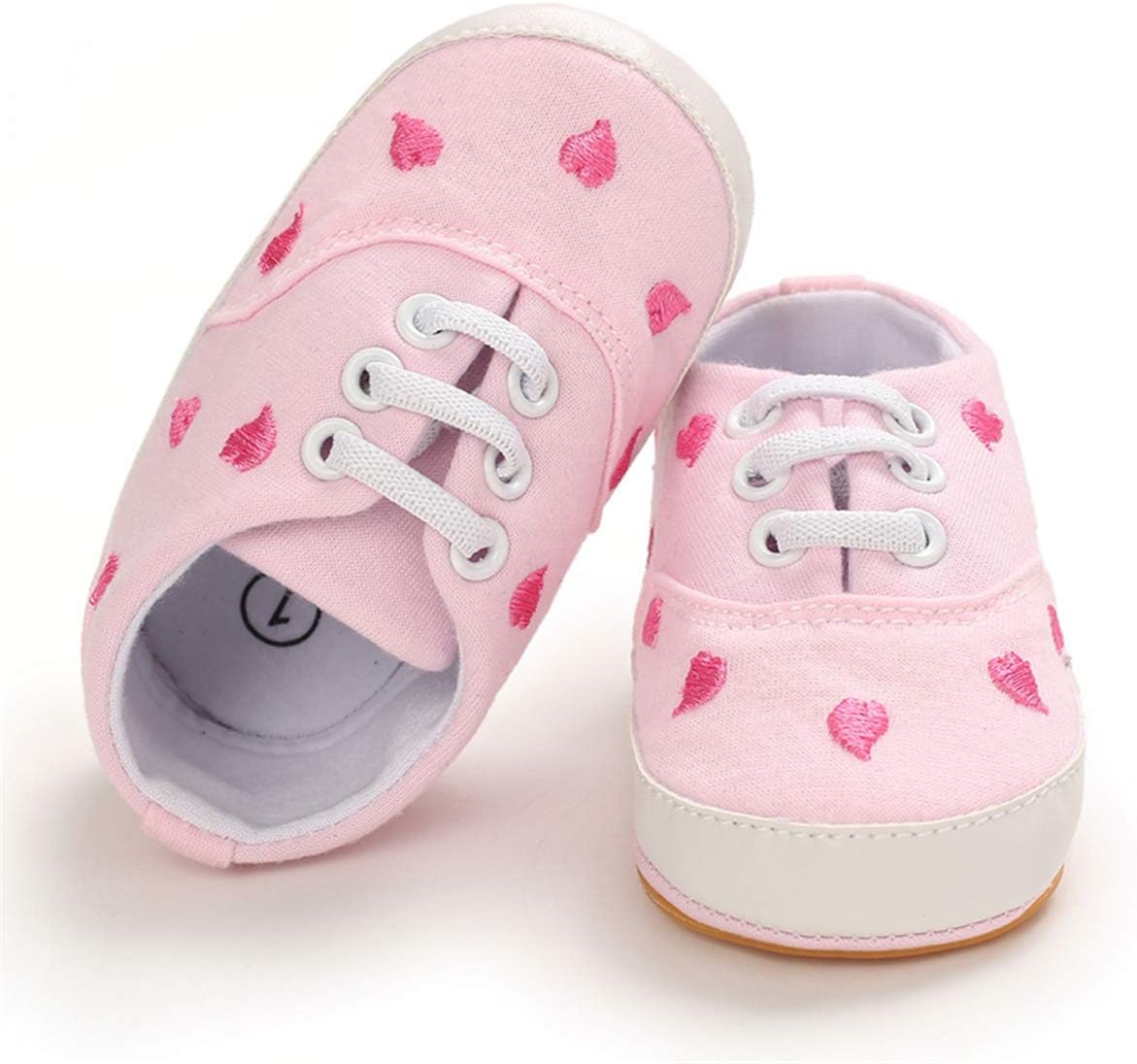 BENHERO Baby Girls Boys Canvas Shoes Toddler Infant First Walker Soft Sole High-Top Ankle Sneakers Newborn Crib Shoes(0-6 Months Infant C-Pink), C-pink, for 6 Months