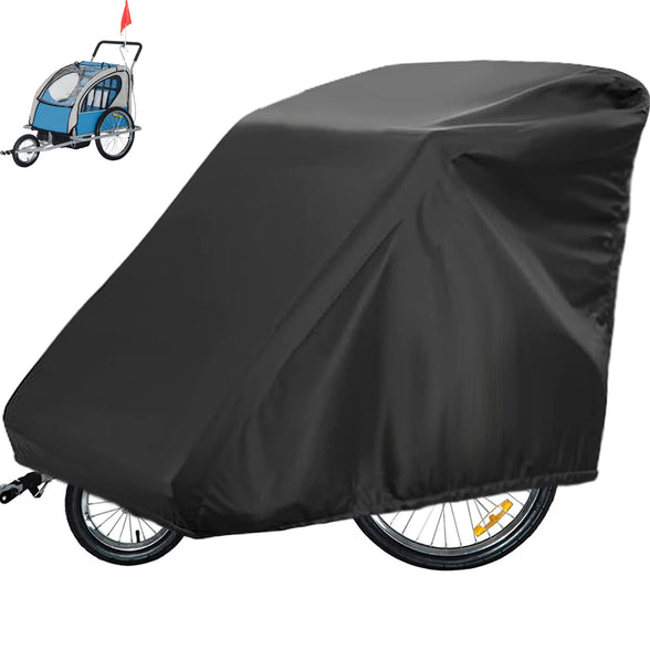 Sqodok Bicycle Trailer Cover, Waterproof Bike Trailer Storage Cover 420D Oxford Material with PU Coating, Kid's/Pet Bike Trailer Cover Anti-UV/Windproof/Dustproof, 55x 33x 39 inch