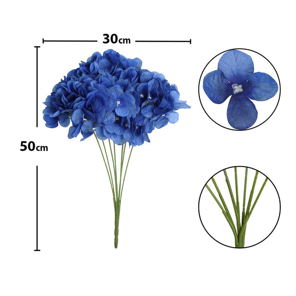 YATAI Artificial Silk Hydrangea Flower Bunch Arrangements Large Fake Floral Bundles Home Wedding Bouquet Table Centerpieces Party Decoration-BLUE (2)