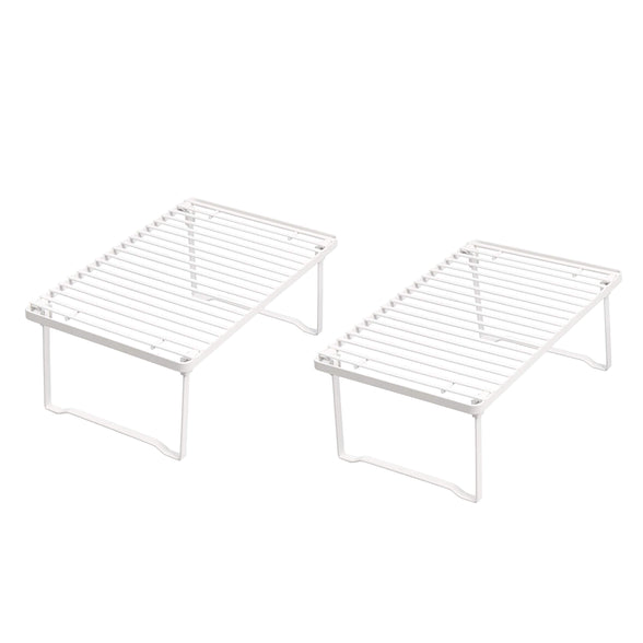 Stackable Metal Kitchen Storage Shelves, Set of 2 - White