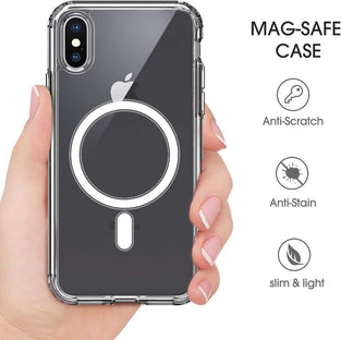 Zubitech iPhone X/iPhone Xs Clear Magnetic Cover | MagSafe Compatible | Hybrid Protective Crystal Clear Hard Back Case | Shockproof Silicone Frame | Slim Transparent Case for Apple iPhone X/Xs