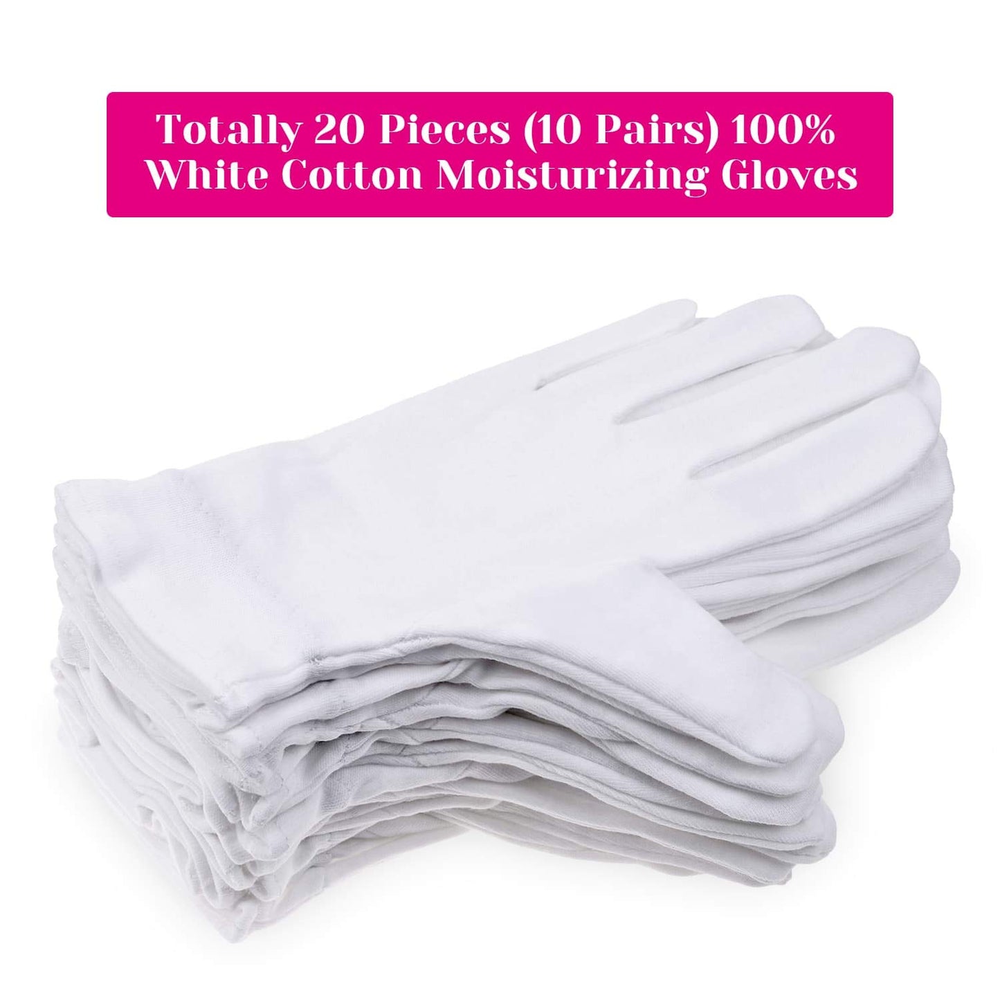 100% Cotton Gloves for Eczema, Selizo 10 Pairs White Cotton Gloves for Women Dry Hands, Moisturizing Cosmetic Night Gloves for Eczema, Dry Hands Moisturizing, Sensitive Irritated Skin Spa Therapy Secu