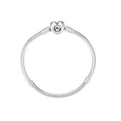 Pandora Women's Sterling Silver Bracelet with Heart Shaped Clasp, 17cm, Silver