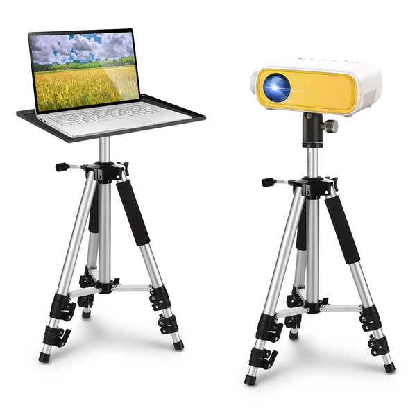 Projector Tripod Stand Laptop Tripod Lightweight Aluminum Alloy Travel Universal Portable Camera Telescoping Legs Tripod with Tray and Ball Head,Carry Bag For Laptop Projectors