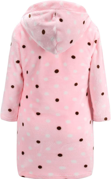 Kids Hooded Bathrobe Girls Soft Plush Hooded Flannel Pajamas Sleepwear Boys Spa Robe