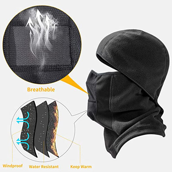 Headwear Balaclava, Windproof Ski Mask, Winter Fleece Thermal Full Face Mask Cover for Men Women, Breathable Cold Weather Gear for Skiing, Snowboarding, Motorcycle Riding, Running & Outdoor Work