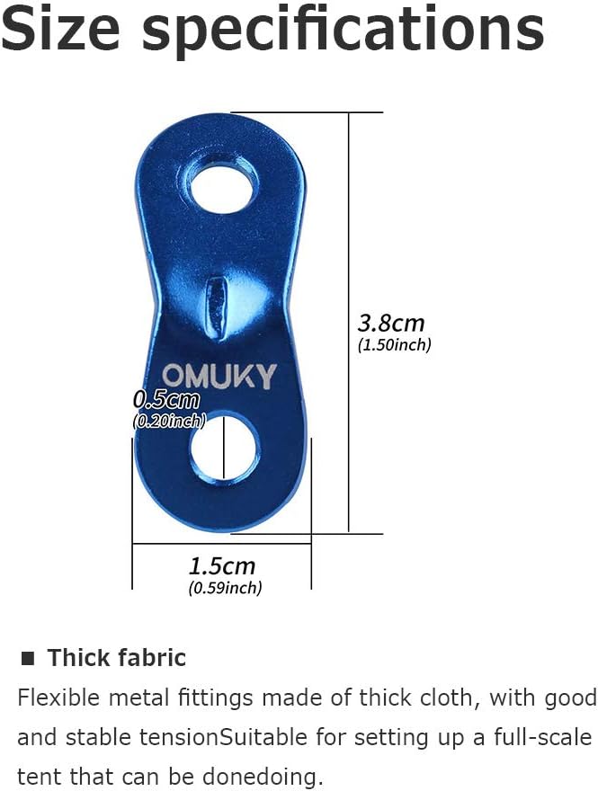 OMUKY Aluminum Flexible Bracket Rope Tensioner Length Adjustment Rope 1 Hole Outdoor Camping Tent Good