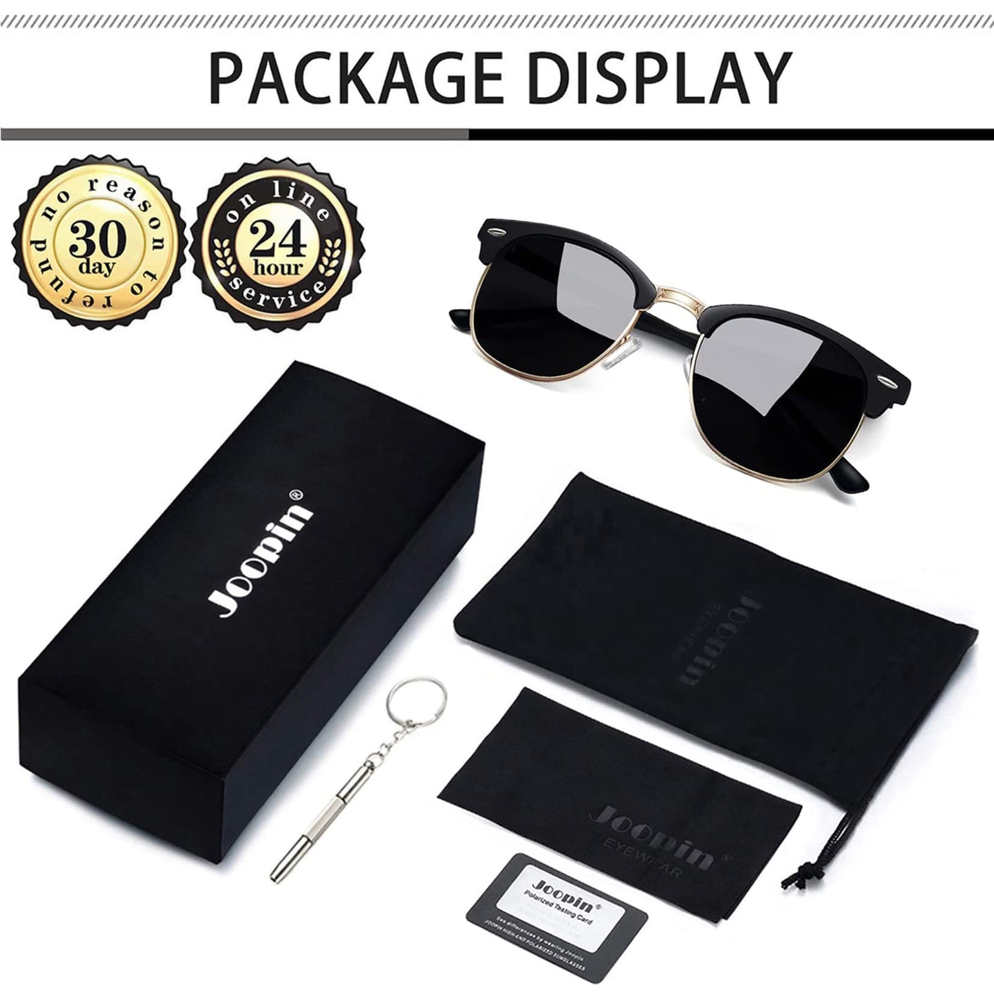 Joopin Polarized Semi Rimless Sunglasses Men Women, Classic Half Frame Sun Glasses UV Protection