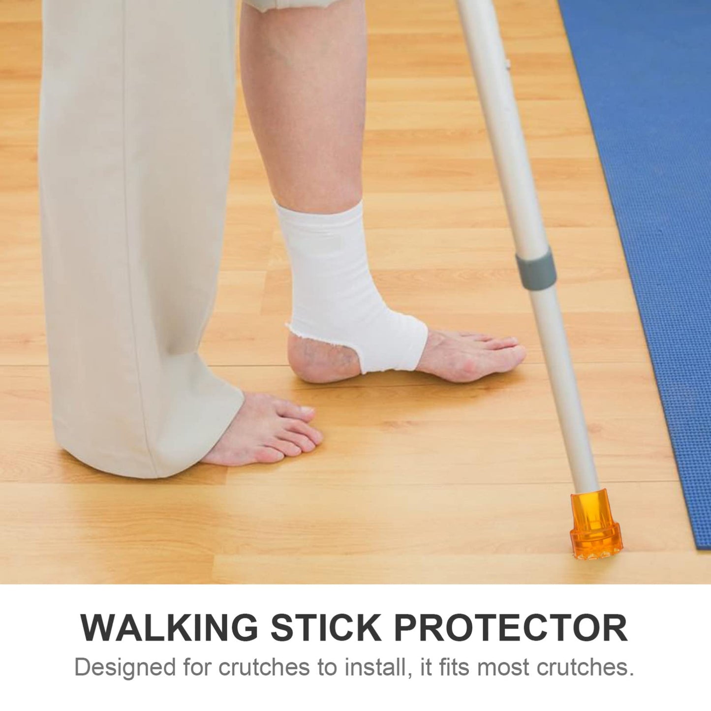 Anti Skid Rubber Crutch Tips: 6Pcs Non Slip Tire Grain Cane Pads Crutch and Walker Accessories for Canes Orange