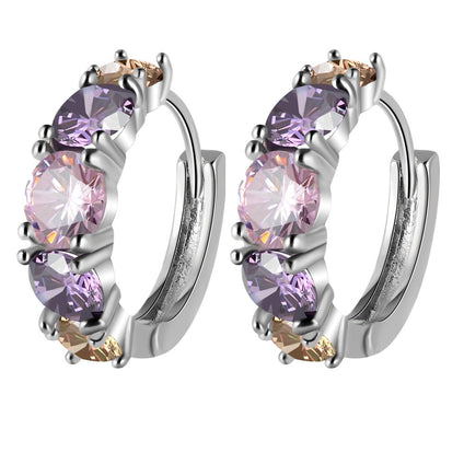 Yellow Chimes Pink Shades Multi-color Crystal Hoop Earrings For Women & Girls