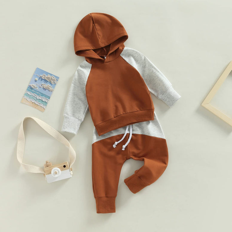 SOLILOQUY Toddler Baby Boy Girl Clothes Long Sleeve Hoodie Sweatshirt Tops+Drawstring Pants Set Fall Winter Tracksuit Outfits 12-18M