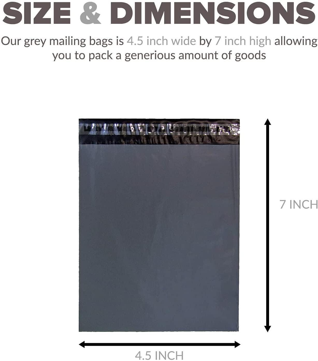 100x Grey Mailing Poly Postal Self Seal Bags 4.5 x 7 Inches (11.4 x 18.8cm) Mailing Bags Postage Packaging Assorted Mailers Posting Shipping Post Parcels Package Bags