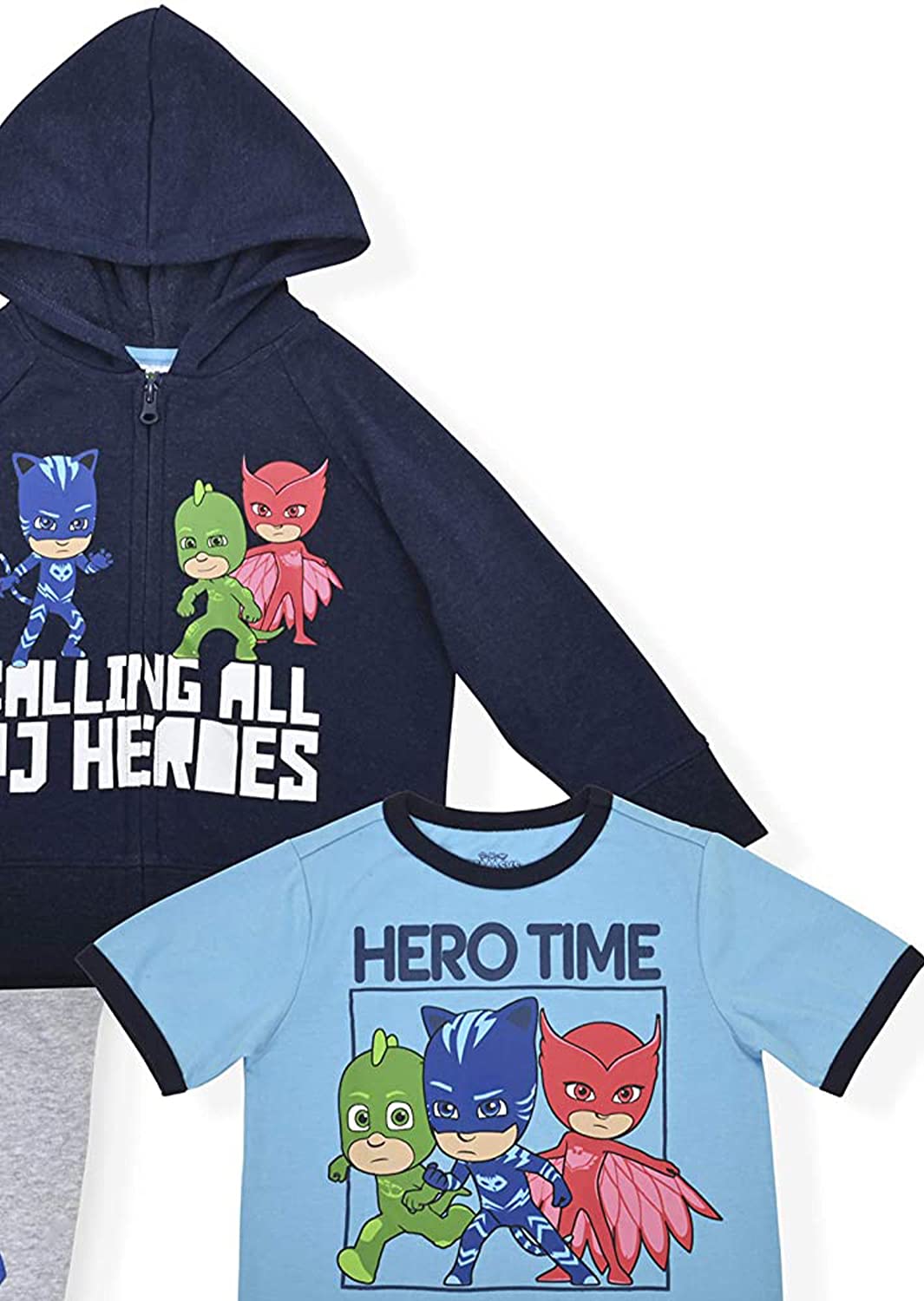 PJ Masks Hoodie Combo Set - 1 Hoodie 1 Sweatpant & 1 T-Shirt Featuring Catboy, Gekko & Owlette 24 Months