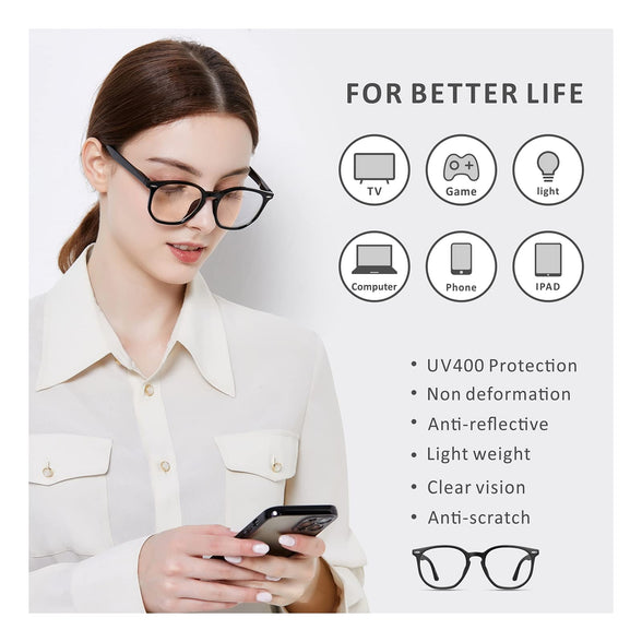 Baytion Blue Light Filter Eyewear for Men & Women, Anti Glare Anti Eyestrain UV Blocking, Computer & Gaming Glasses,Black