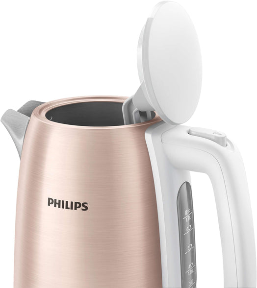 Philips Stainless steel Kettle, Daily Collection,Rose Gold Metallic/White HD9350/96,2 Years Warranty