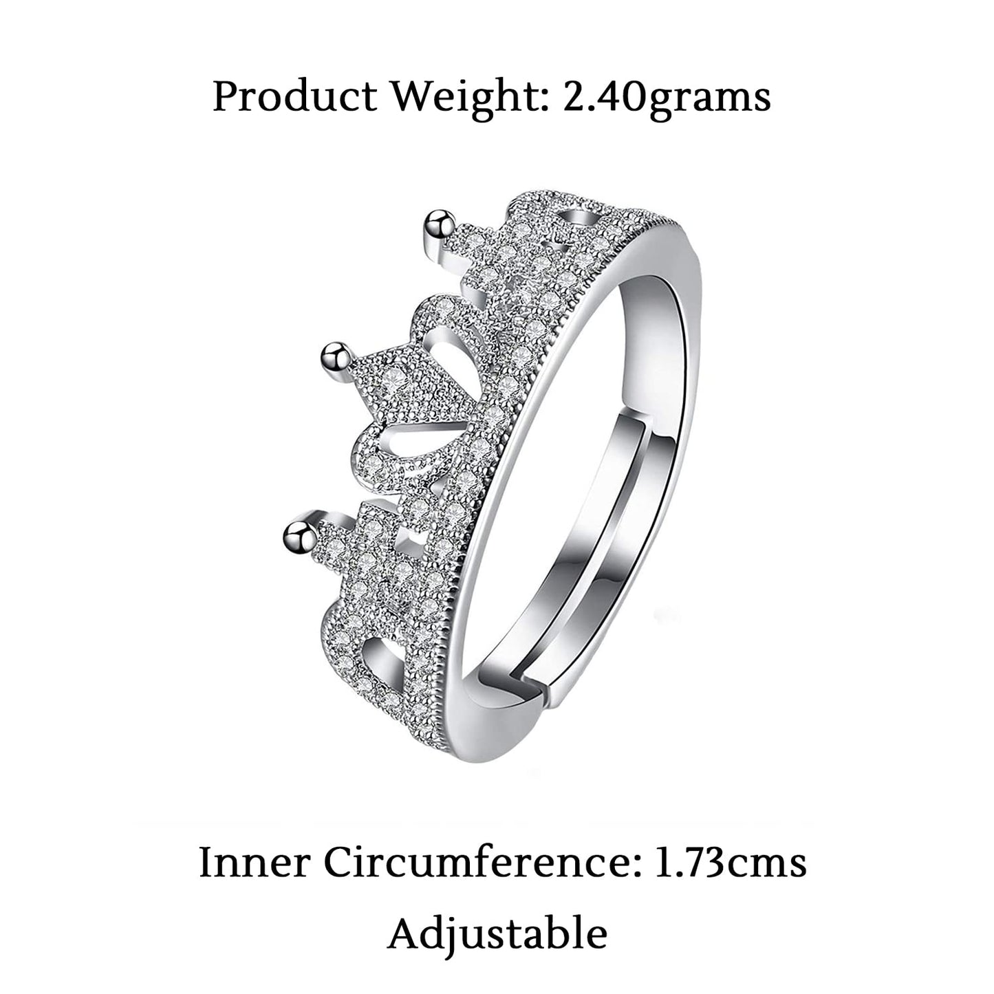 Royal Crown Austrian Crystal Silver Designer Ring for Women by YELLOW CHIMES â€¦â€¦