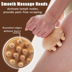 Wooden Mushroom Shape Massager | Manual Wood Therapy Massage Tool, Anti Cellulite, Maderoterapia, Lymphatic Drainage, Relief Muscle Tension, for Full Body Use