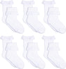 SATINIOR 6 Pairs Girls Ruffle Socks White Girls Eyelet Lace Sock Ruffled Girls Dress Socks for Girl Toddler Girl Socks