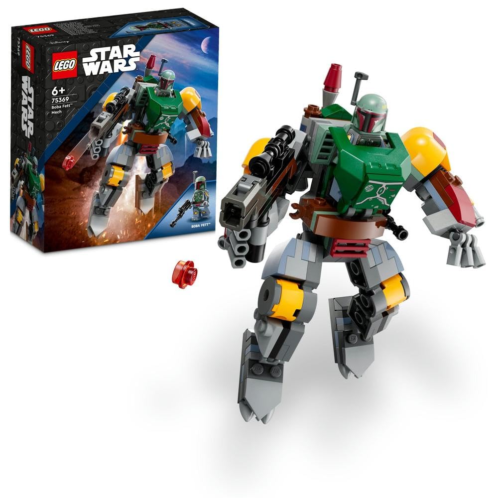 LEGO 75369 Star Wars Boba Fett Mech, Buildable Action Figure Toy with Stud-Shooting Blaster and Jetpack with Flick Shooter, Collectible Set for Kids