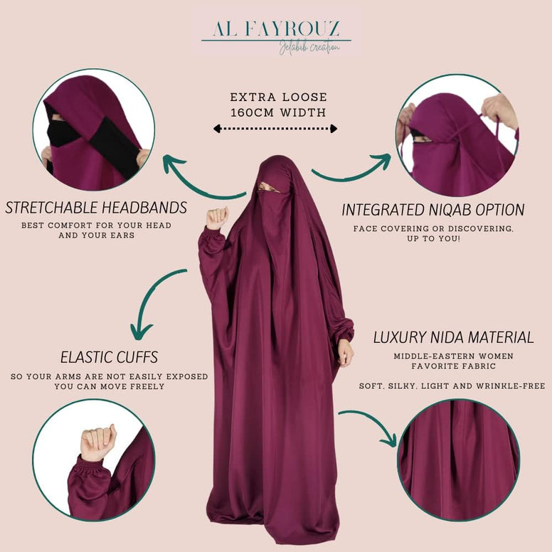 Islamic prayer dress women abaya - One piece muslim praying outfit hijab فستان ملابس صلاة للنساء - MODERN COMFORTABLE ELEGANT JILBAB - NIDA FABRIC - HANDMADE IN UAE.