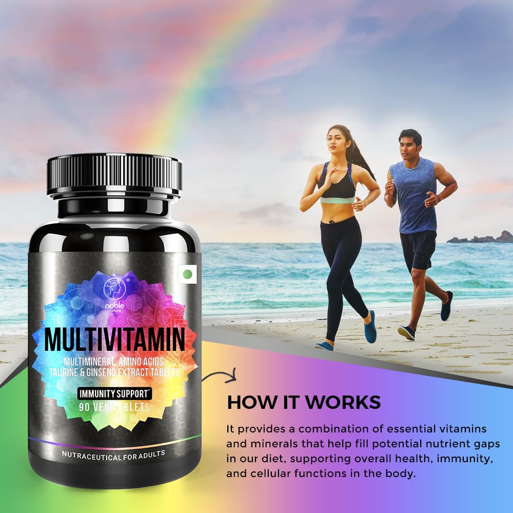 Multivitamin for Men and Women, 90 Multivitamin Multimineral Tablets, with Zinc, Vitamin C, Vitamin D3, Multiminerals and Ginseng Extract, Enhances Energy, Stamina & Immunity