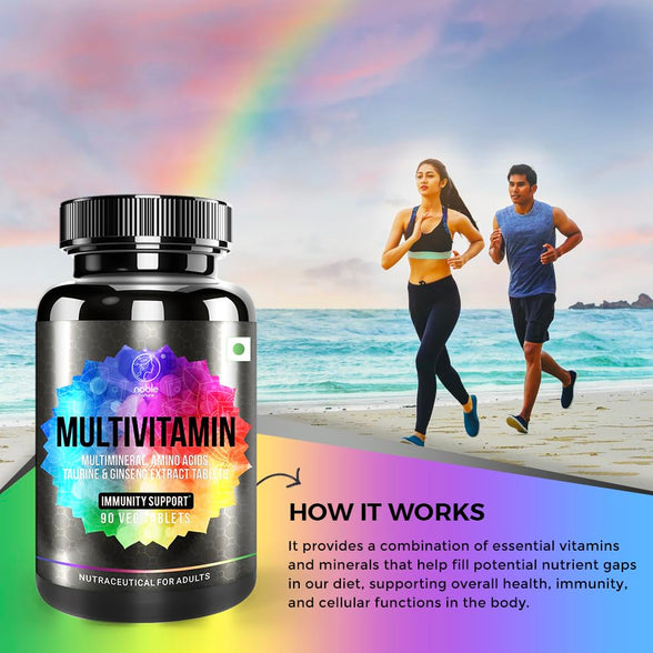 Multivitamin for Men and Women, 90 Multivitamin Multimineral Tablets, with Zinc, Vitamin C, Vitamin D3, Multiminerals and Ginseng Extract, Enhances Energy, Stamina & Immunity