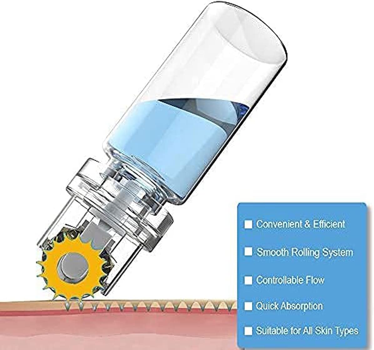 KASTWAVE Hydra Roller Microneedle Derma Roller and Serum Applicator - Cosmetic Microneedling Tool (0.5mm)