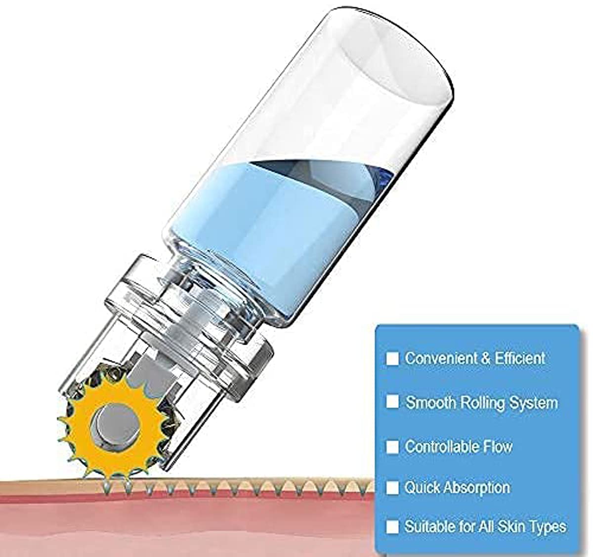 KASTWAVE Hydra Roller Microneedle Derma Roller and Serum Applicator - Cosmetic Microneedling Tool (0.5mm)